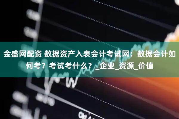 金盛网配资 数据资产入表会计考试网：数据会计如何考？考试考什么？_企业_资源_价值